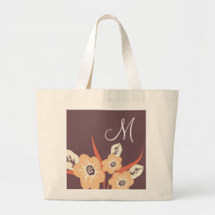 Monogrammed Tote Bags-Floral Monogram Bag