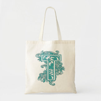 MONOGRAMMED TOTE - TEAL LETTER T BAG