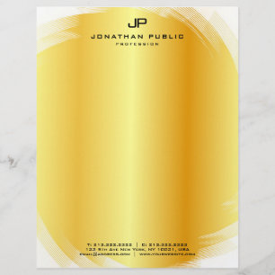 Monogrammed Trendy Faux Gold Template Elegant Custom Letterhead