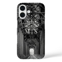 Monogrammed Trestle Bridge In Black And White