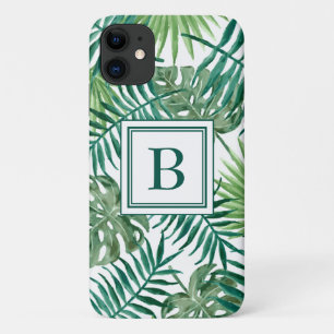 Monogrammed Tropical Jungle Palm Leaves Pattern Case-Mate iPhone Case