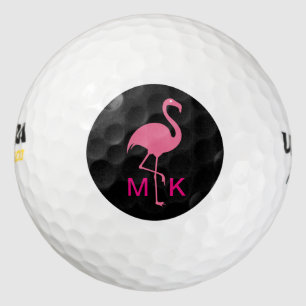 Monogrammed Tropical Pink Flaminigo Golf Balls