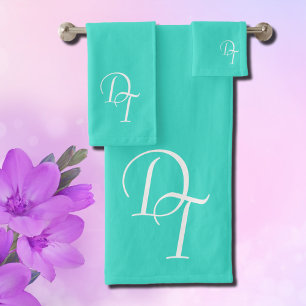 Monogrammed -  Turqoise Bath Towel Set
