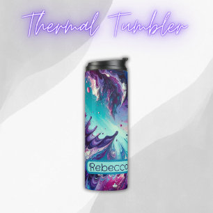 Monogrammed Turquoise & Pink Abstract Pattern   Thermal Tumbler