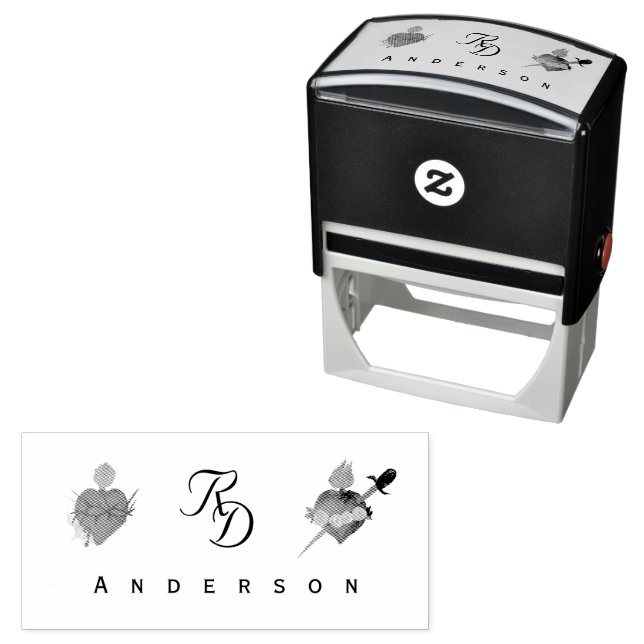 Monogrammed Two Hearts Catholic Wedding Self-inking Stamp (In Situ)