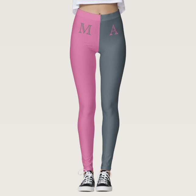 Monogrammed Two Tone Personalised Leggings (Front)