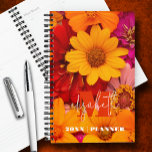 Monogrammed Vibrant Daisies Planner<br><div class="desc">Your monogram and first name in chic lettering on a photo of vibrant daisies in yellow,  hot pink and red on a personalised planner. Ideal for yourself or a great gift for any occasion.</div>