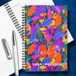 Monogrammed Vibrant Leaf Pattern Planner<br><div class="desc">This personalised planner features your monogram and first name in chic lettering on a background of vibrant leaves in cool colours. Ideal for yourself or a great gift for any occasion.</div>