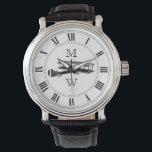 Monogrammed Vintage Aeroplane Watch<br><div class="desc">Vintage plane image. Roman numerals. Replace placeholder letters with your initials.</div>