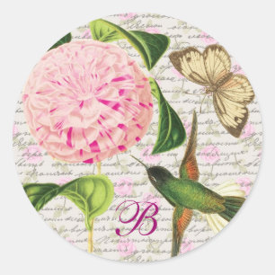 Monogrammed Vintage Dream Classic Round Sticker