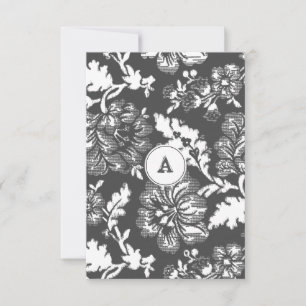 Monogrammed Vintage Grey Floral Thank You