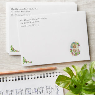 Monogrammed Virgin Mary Catholic Wedding  Envelope