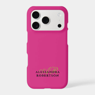 Monogrammed Vivid Hot Pink Gold Black Minimalist