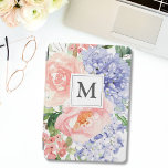 Monogrammed Watercolor Blue Pink Spring Floral iPad Air Cover<br><div class="desc">Personalise your tech with our Monogrammed Watercolor Blue Pink Spring Floral iPad Air Cover. Featuring a charming watercolor blend of blue hydrangea,  pink peony,  and rose,  this pastel beauty brings the essence of spring to your device. Stylish,  unique,  and a touch of botanical bliss!</div>