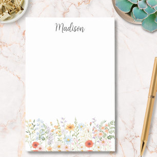 Monogrammed Watercolor Colourful Wild Flower Flora Post-it Notes