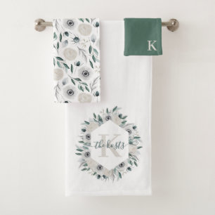 Monogrammed Watercolor Floral Towel Set