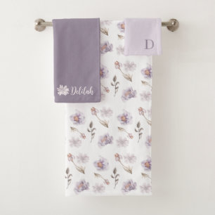 Monogrammed Watercolor Floral Towel Set