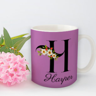 Monogrammed watercolor lavender Mug