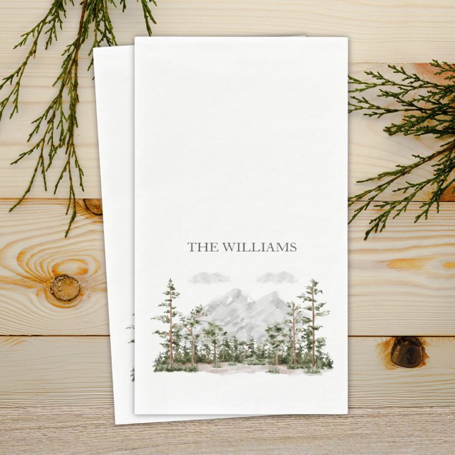 Monogrammed Watercolor Mountain and Forest Napkin (Creator Uploaded)