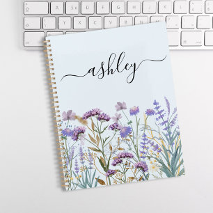 Monogrammed Watercolor Purple Wildflower Meadow Planner