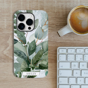 Monogrammed Watercolor Rustic Sage Greenery Case-Mate iPhone 14 Pro Case