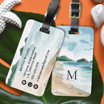 Monogrammed Watercolor Tropical Sand Beach Ocean Luggage Tag<br><div class="desc">Bring vacation vibes to every trip with this Monogrammed Watercolor Tropical Sand Beach Ocean Luggage Tag. The design features a relaxing watercolor tropical scene with warm sand, peaceful beach waves, a bright blue sky, and birds flying over the ocean, creating a beautiful travel-inspired look. Your monogrammed initials appear on the...</div>