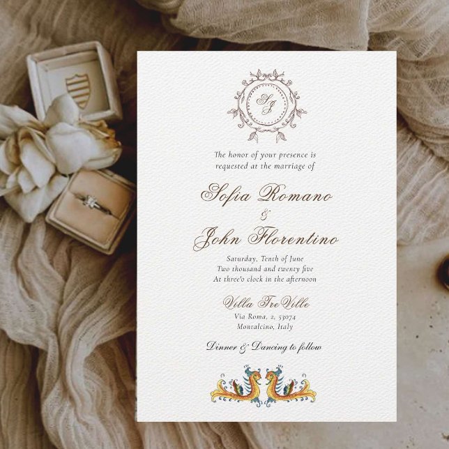 Monogrammed watercolor Tuscany skyline wedding  Invitation (Creator Uploaded)