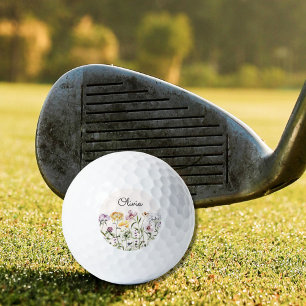 Monogrammed Watercolor Wildflower Garden Golf Balls