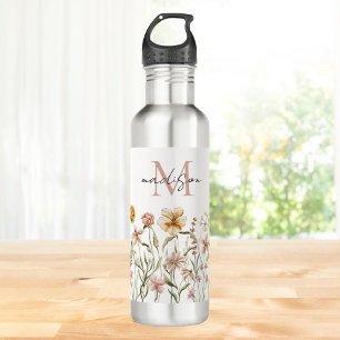 Monogrammed Watercolor Wildflower Meadow Floral 710 Ml Water Bottle