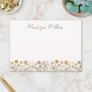 Monogrammed Watercolor Wildflower Meadow Floral Card