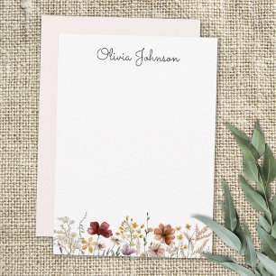 Monogrammed Watercolor Wildflower Pretty Floral Card