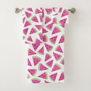 Monogrammed Watermelon Pattern Girls Bath Towel Set