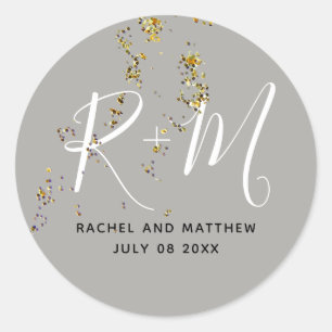 monogrammed wed classic round sticker