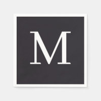 Monogrammed Wedding Napkin Black & White Design 