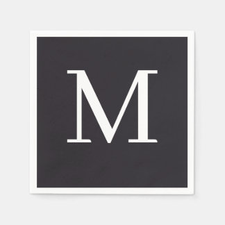 Monogrammed Wedding Napkin Black & White Design 