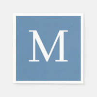 Monogrammed Wedding Napkin Dusty Blue Design