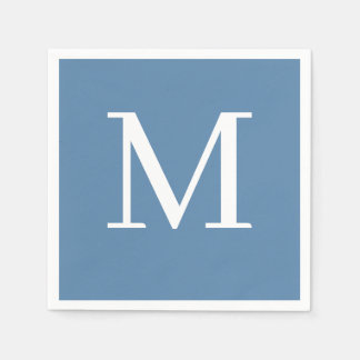 Monogrammed Wedding Napkin Dusty Blue Design 