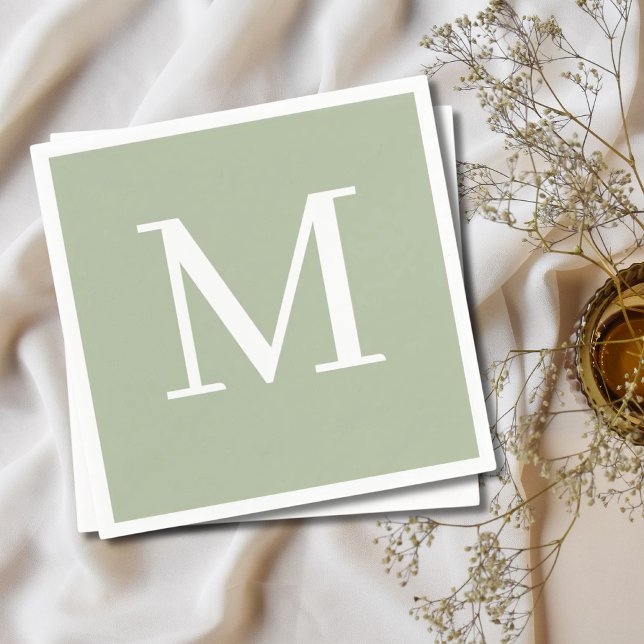 Monogrammed Wedding Napkin Sage Design  (Monogrammed Wedding Napkin Sage Design
)