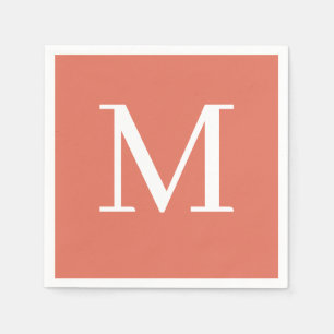 Monogrammed Wedding Napkin Terracotta Design 
