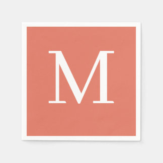 Monogrammed Wedding Napkin Terracotta Design 