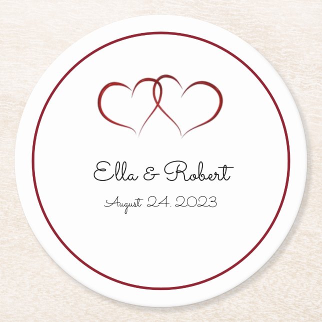 Monogrammed wedding Paper Coasters (Front)