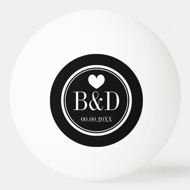 Monogrammed wedding party favour ping pong balls (Front)