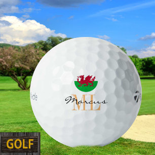 Monogrammed Welsh Flag & Wales /Cymru Golf Balls