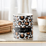 Monogrammed White and Gold Foil Cheetah Pattern Coffee Mug<br><div class="desc">Monogram White and Gold Foil Cheetah or Leopard spotted animal pattern Coffee Cup with your name. The Monogrammed Big Cat Animal Print Mug uses faux modern and gold foil. The Cheetah Print makes a great gift for a wild party.</div>