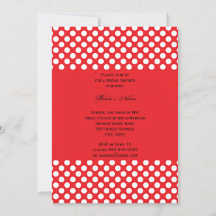 Monogrammed White and Red Polka Dot Bridal Shower Invitation