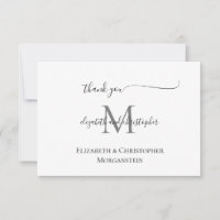Monogrammed White Black Script Calligraphy Wedding