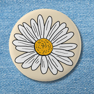 Monogrammed White Daisy Floral 6 Cm Round Badge
