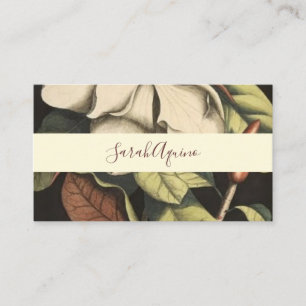 Monogrammed White Magnolia Floral Business Card