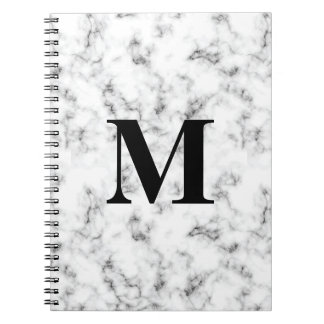 Monogrammed White Marble Pattern Notebook