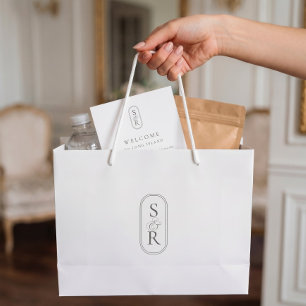 Monogrammed White Personalised Wedding Welcome Bag
